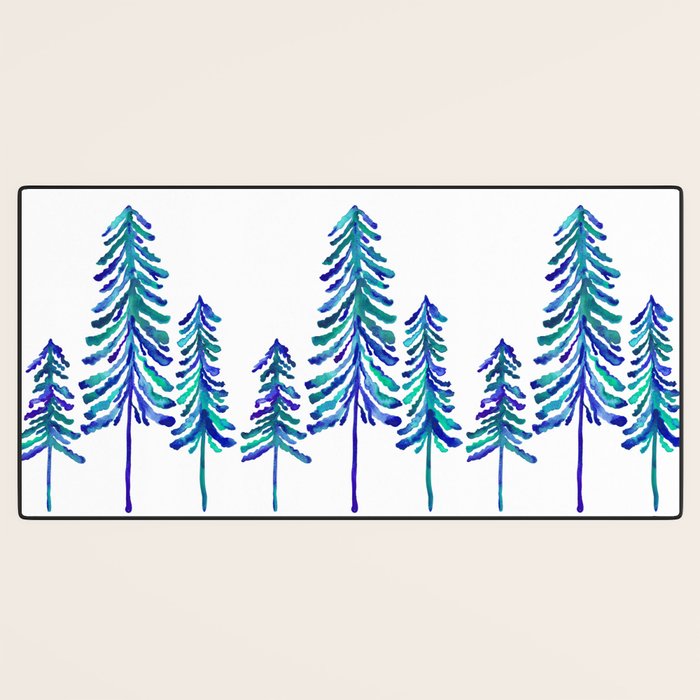 Pine Trees - Navy & Turquoise Palette Desk Mat Gallery Image 3