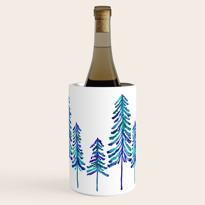 Pine Trees - Navy & Turquoise Palette Wine Chiller Gallery Image 3
