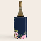 Boho, Floral Watercolor, Roses, Navy Blue and Pink Wine Chiller Gallery Image 3