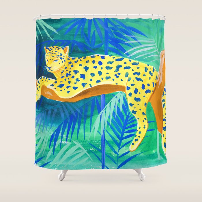 Leopard on Tree Shower Curtain Gallery Image 1