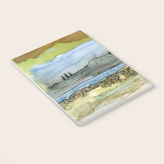 Mountains and River Watercolor Landscape abstract Notebook Gallery Image 3