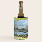 Mountains and River Watercolor Landscape abstract Wine Chiller Gallery Image 2