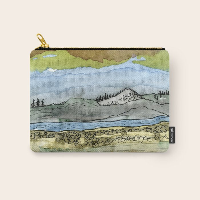 Mountains and River Watercolor Landscape abstract Carry All Pouch Gallery Image 1
