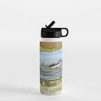 Mountains and River Watercolor Landscape abstract Water Bottle Gallery Image 1