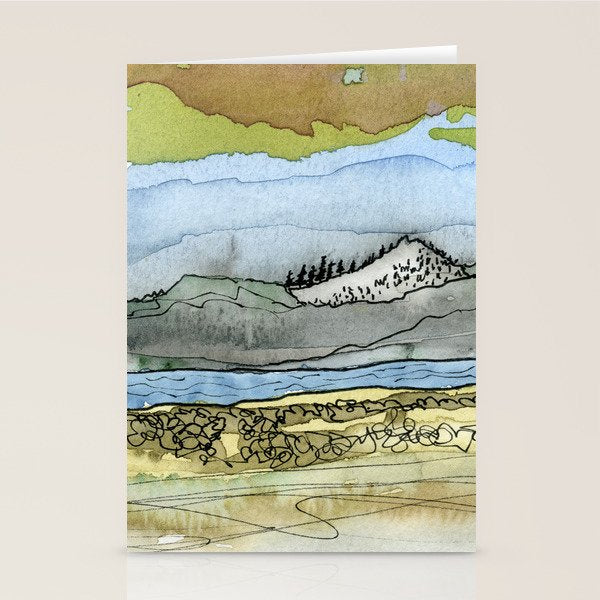 Mountains and River Watercolor Landscape abstract Stationery Card Gallery Image 2