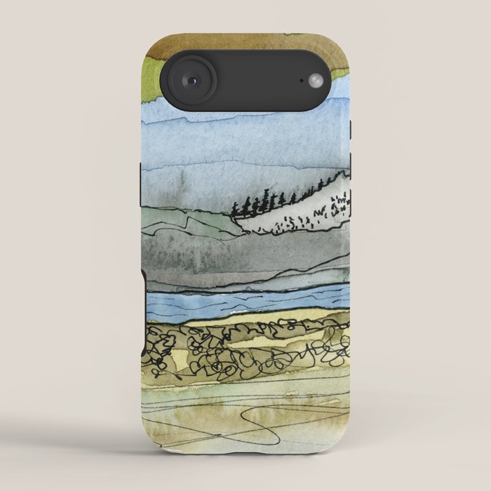 Mountains and River Watercolor Landscape abstract iPhone Case Gallery Image 2