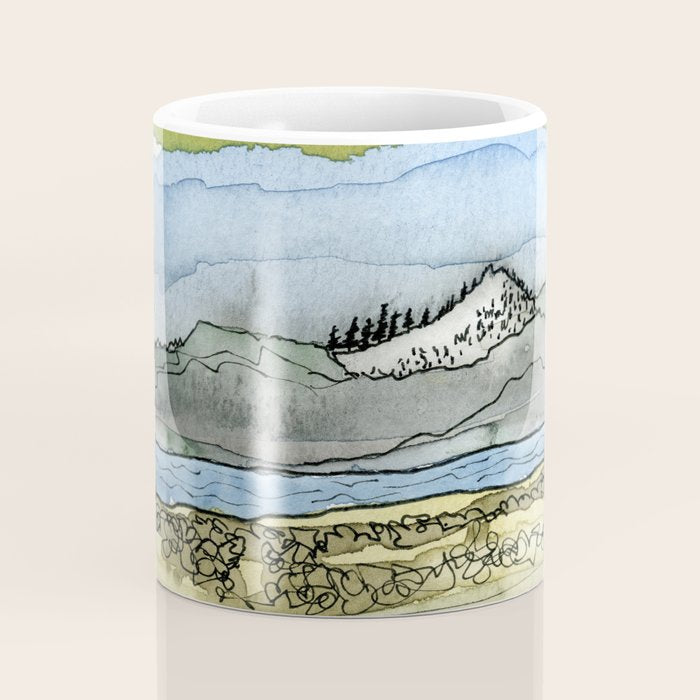 Mountains and River Watercolor Landscape abstract Coffee Mug Gallery Image 4