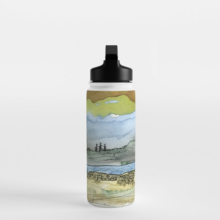Mountains and River Watercolor Landscape abstract Water Bottle Gallery Image 3
