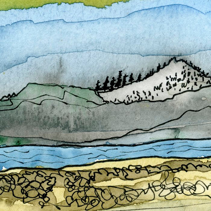 Mountains and River Watercolor Landscape abstract Coffee Mug Gallery Image 2