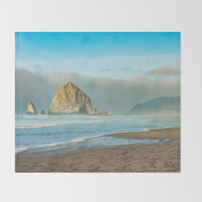 Cannon Beach Oregon, Haystack Rock Throw Blanket Gallery Image 2