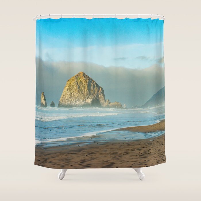 Cannon Beach Oregon, Haystack Rock Shower Curtain Gallery Image 1