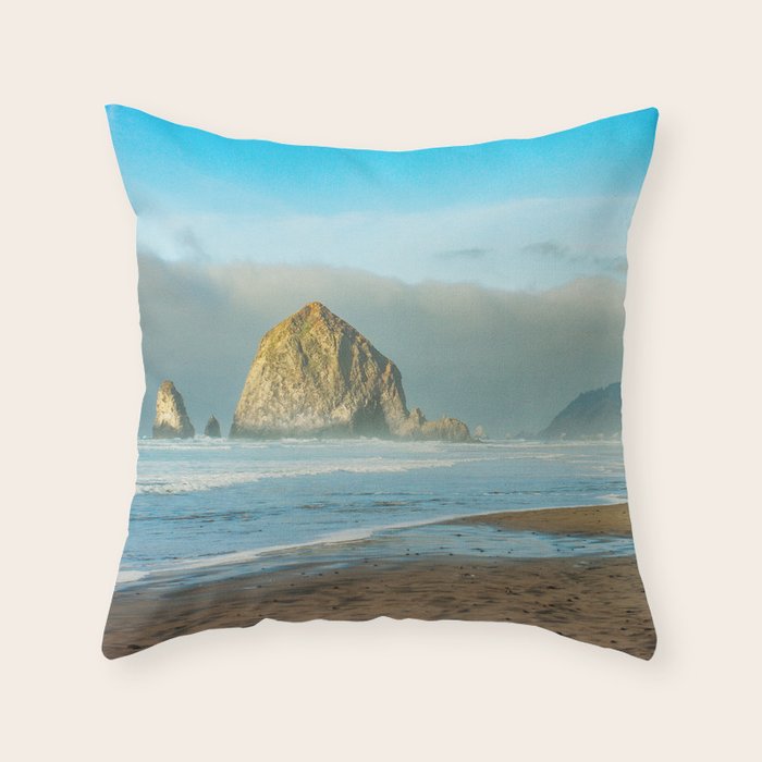 Cannon Beach Oregon, Haystack Rock Throw Pillow Gallery Image 1