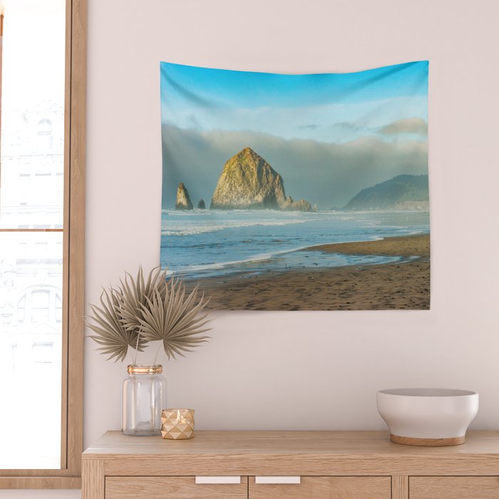 Cannon Beach Oregon, Haystack Rock Wall Tapestry Gallery Image 2