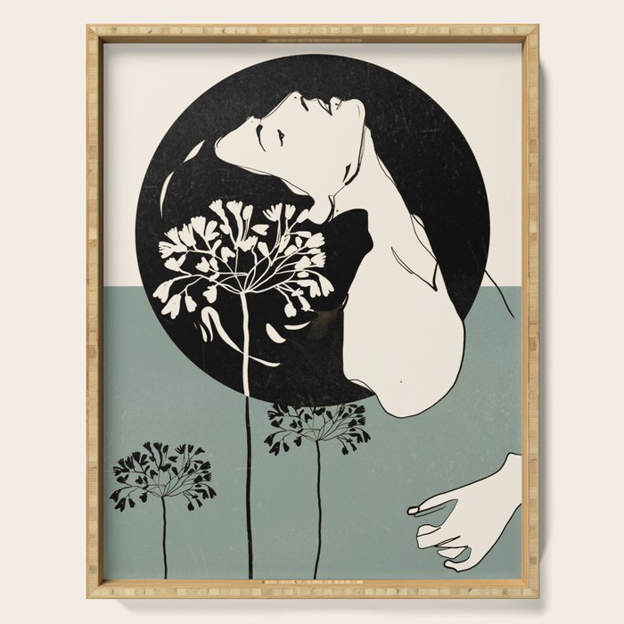 Gentle Beauty 9 Line Drawing Serving Tray Gallery Image 1