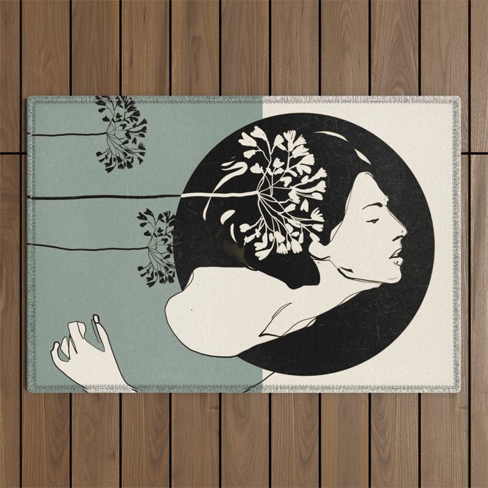 Gentle Beauty 9 Line Drawing Outdoor Rug Gallery Image 1