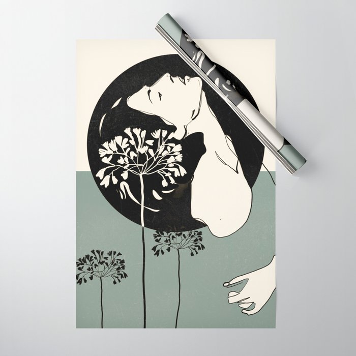 Gentle Beauty 9 Line Drawing Wrapping Paper Gallery Image 1