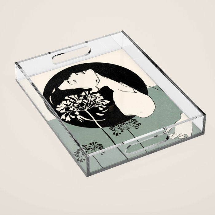 Gentle Beauty 9 Line Drawing Acrylic Tray Gallery Image 1
