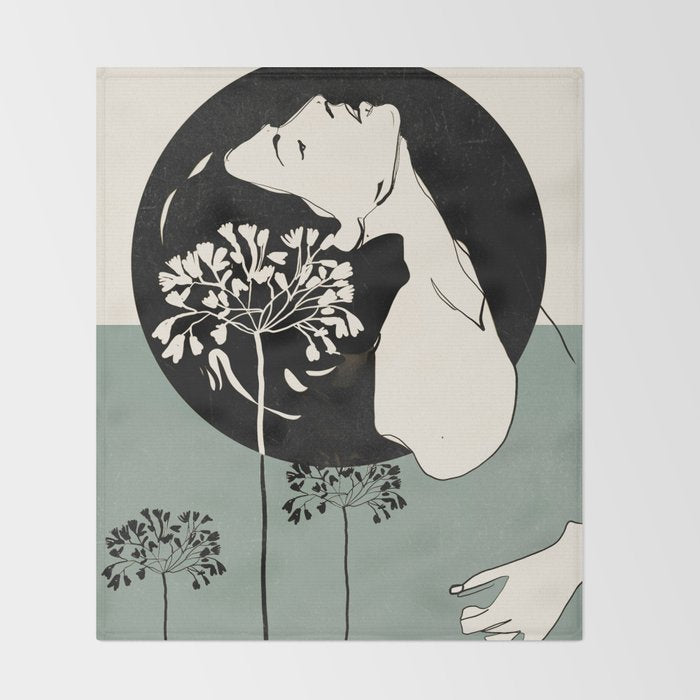 Gentle Beauty 9 Line Drawing Throw Blanket Gallery Image 2