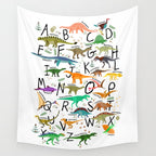 Colorful dinosaur alphabet Wall Tapestry Gallery Image 4