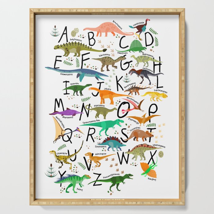 Colorful dinosaur alphabet Serving Tray Gallery Image 1
