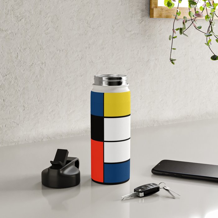 Piet Mondrian - Large Composition A with Black, Red, Gray, Yellow and Blue, 1930 Artwork Water Bottle Gallery Image 4