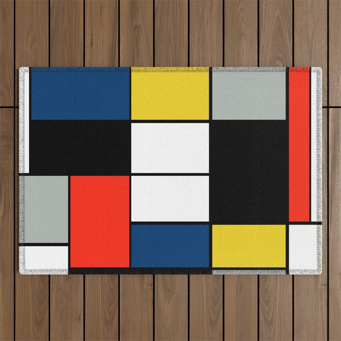 Piet Mondrian - Large Composition A with Black, Red, Gray, Yellow and Blue, 1930 Artwork Outdoor Rug Gallery Image 1