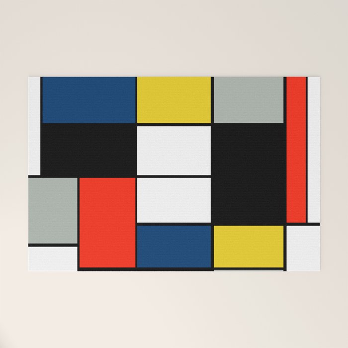 Piet Mondrian - Large Composition A with Black, Red, Gray, Yellow and Blue, 1930 Artwork Welcome Mat Gallery Image 1