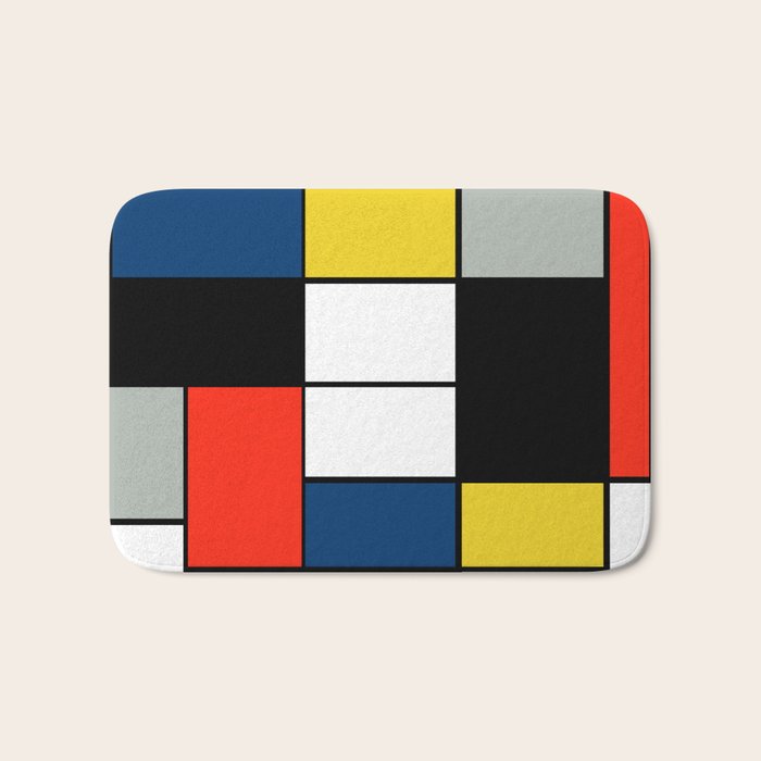 Piet Mondrian - Large Composition A with Black, Red, Gray, Yellow and Blue, 1930 Artwork Bath Mat Gallery Image 1