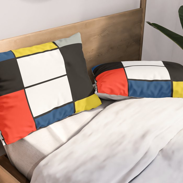 Piet Mondrian - Large Composition A with Black, Red, Gray, Yellow and Blue, 1930 Artwork Pillow Sham Gallery Image 2