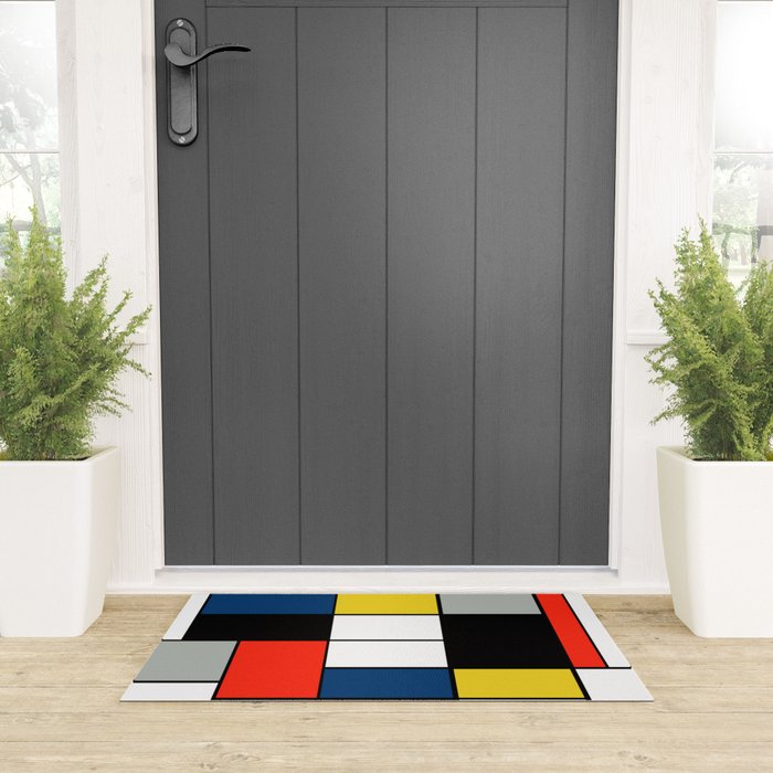 Piet Mondrian - Large Composition A with Black, Red, Gray, Yellow and Blue, 1930 Artwork Welcome Mat Gallery Image 3
