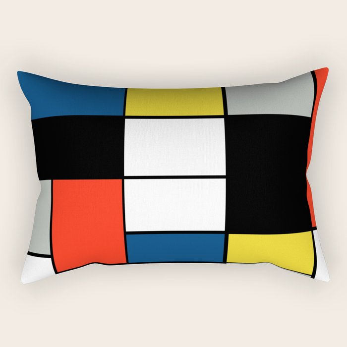 Piet Mondrian - Large Composition A with Black, Red, Gray, Yellow and Blue, 1930 Artwork Rectangular Pillow Gallery Image 1