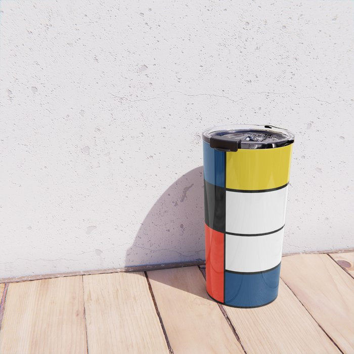 Piet Mondrian - Large Composition A with Black, Red, Gray, Yellow and Blue, 1930 Artwork Travel Mug Gallery Image 4