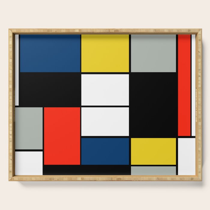 Piet Mondrian - Large Composition A with Black, Red, Gray, Yellow and Blue, 1930 Artwork Serving Tray Gallery Image 1