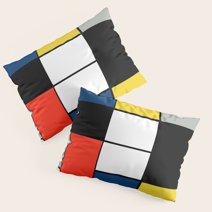 Piet Mondrian - Large Composition A with Black, Red, Gray, Yellow and Blue, 1930 Artwork Pillow Sham Gallery Image 1