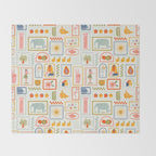 Vintage tropical summer patchwork art pattern Throw Blanket Gallery Image 2
