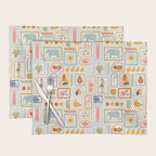Vintage tropical summer patchwork art pattern Placemat Gallery Image 1