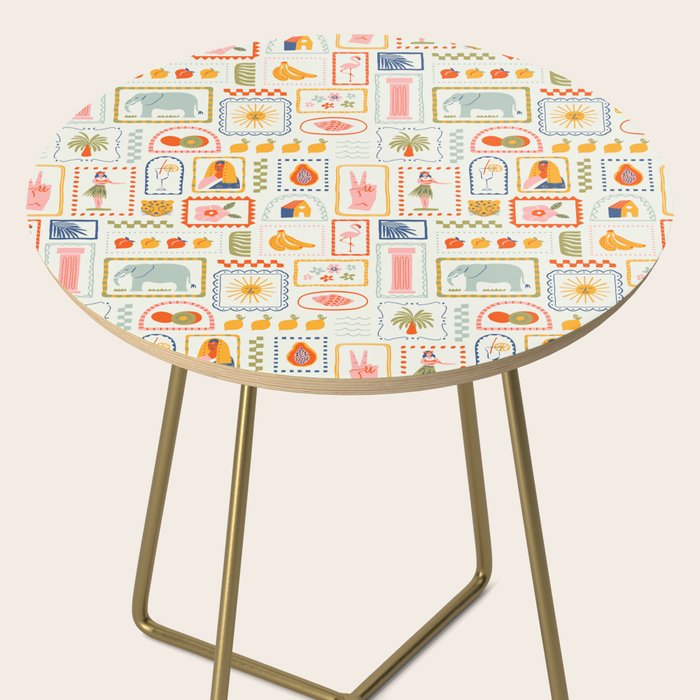 Vintage tropical summer patchwork art pattern Side Table Gallery Image 2