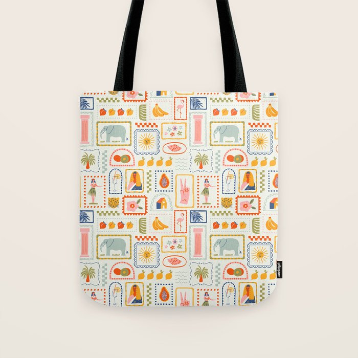 Vintage tropical summer patchwork art pattern Tote Bag Gallery Image 1