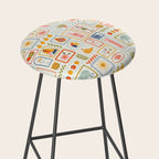 Vintage tropical summer patchwork art pattern Stool Gallery Image 2