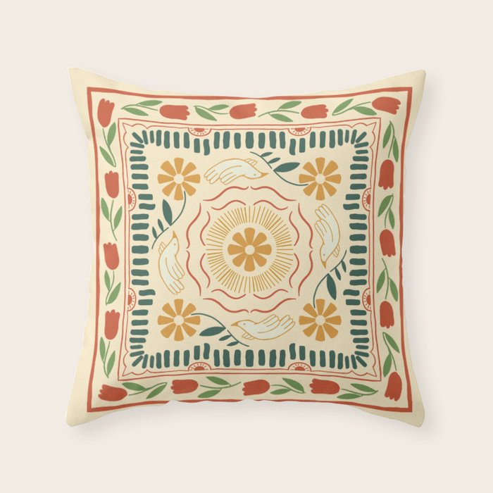 Scandinavian Doves in Winter Colors  Throw Pillow Gallery Image 1