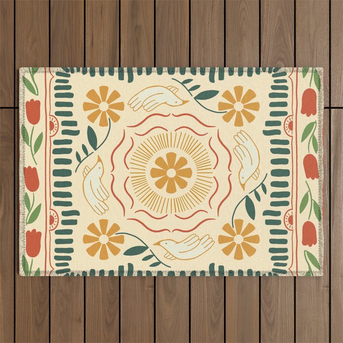 Scandinavian Doves in Winter Colors  Outdoor Rug Gallery Image 1