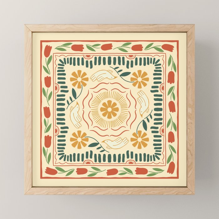 Scandinavian Doves in Winter Colors  Mini Art Print Gallery Image 1