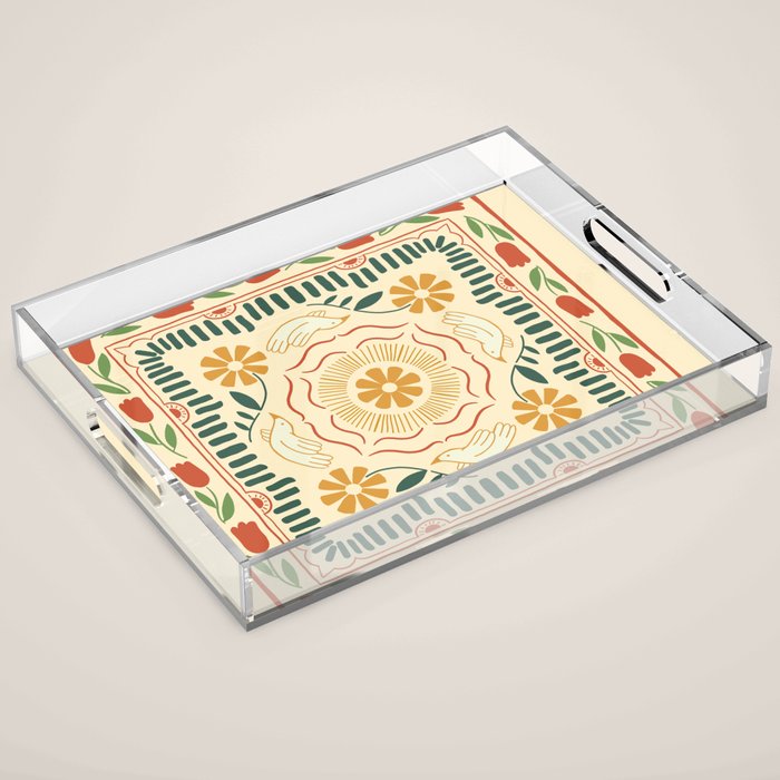 Scandinavian Doves in Winter Colors  Acrylic Tray Gallery Image 1