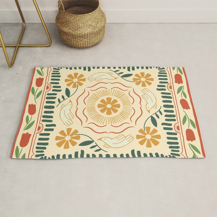 Scandinavian Doves in Winter Colors  Rug Gallery Image 1