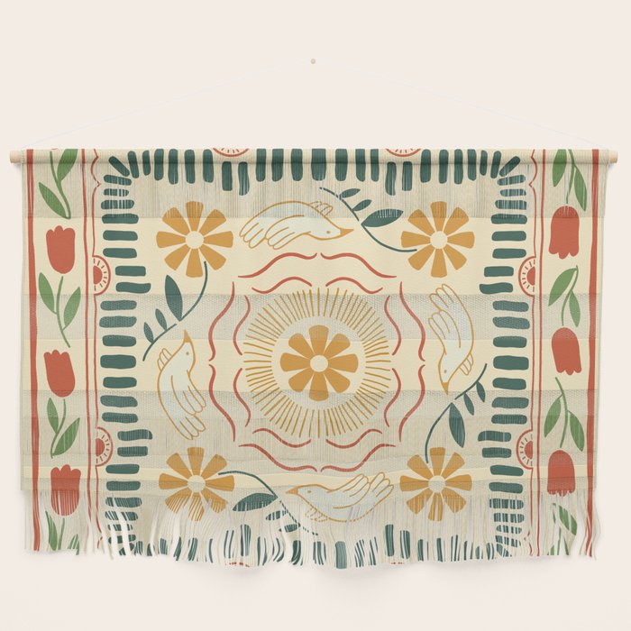 Scandinavian Doves In Winter Colors Wall Hanging