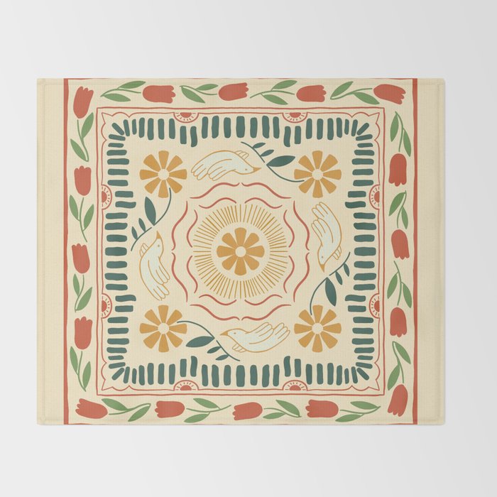 Scandinavian Doves in Winter Colors  Throw Blanket Gallery Image 2