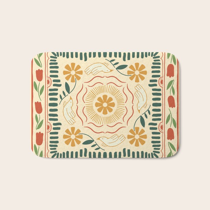 Scandinavian Doves in Winter Colors  Bath Mat Gallery Image 1