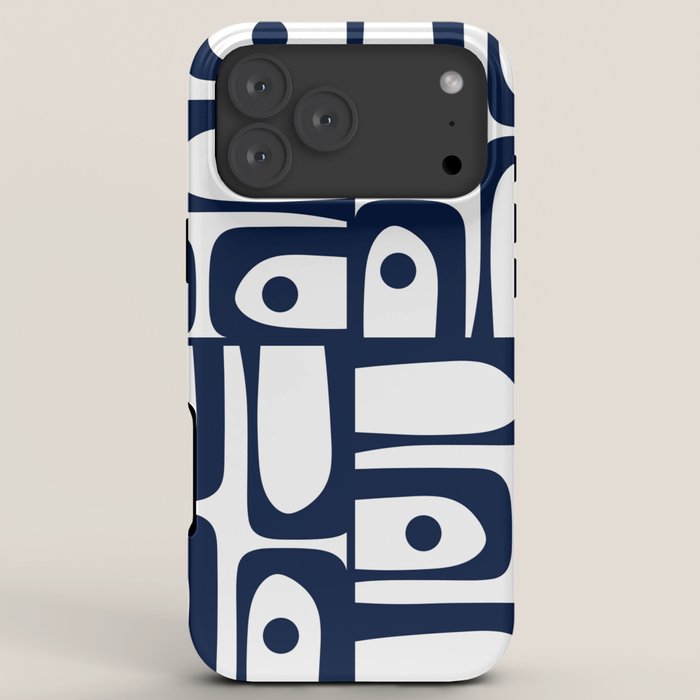 Mid Century Modern Navy Blue and White Abstract Piquet Pattern iPhone Case Gallery Image 8