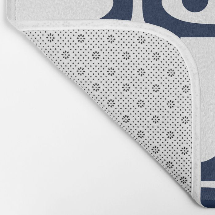 Mid Century Modern Navy Blue and White Abstract Piquet Pattern Bath Mat Gallery Image 2