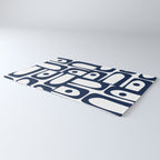 Mid Century Modern Navy Blue and White Abstract Piquet Pattern Rug Gallery Image 3